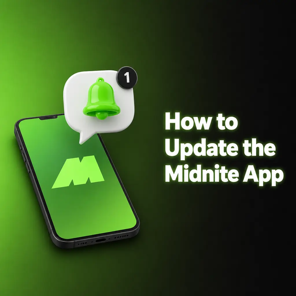 Step-by-step guide to updating the Midnite Android app via APK download, install, and relaunch process